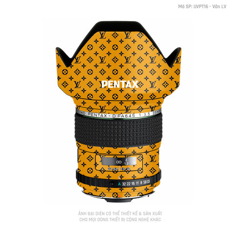 Dán Skin Ống Kính Pentax Vân Nổi Pattern LV Đen Vàng | UVPT16
