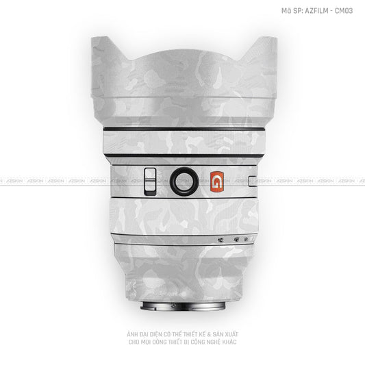 Skin Ống Kính Sony Vân Nổi Camo Trắng | AZFILM - CM03