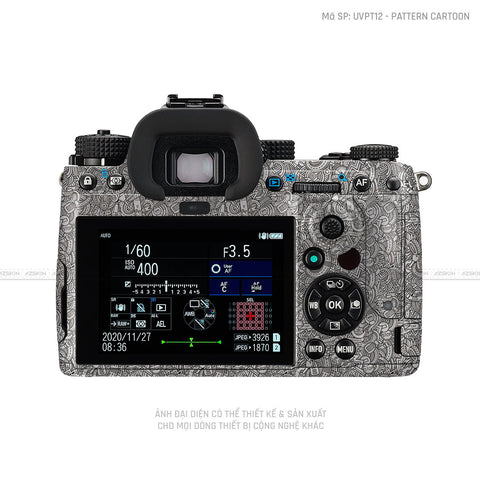Dán Skin Máy Ảnh Pentax Vân Nổi Pattern Cartoon Trắng | UVPT12