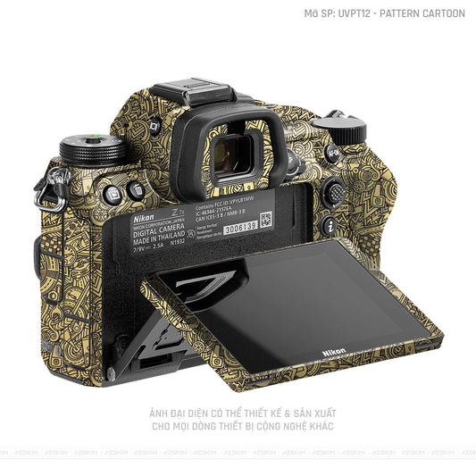 Dán Skin Máy Ảnh Nikon Vân Nổi Pattern Cartoon Vàng Đồng | UVPT12