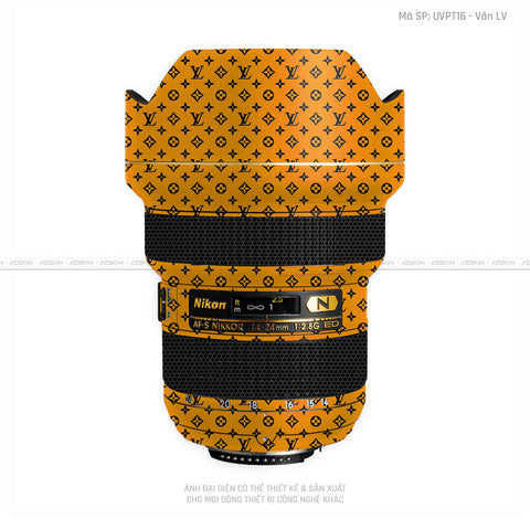 Dán Skin Ống Kính Nikon Vân Pattern LV Vàng Đen | UVPT16