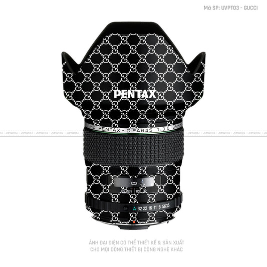 Dán Skin Ống Kính Pentax Vân Nổi Gucci Đen Trắng | UVPT03