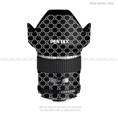 Dán Skin Ống Kính Pentax Vân Nổi Gucci Đen Trắng | UVPT03