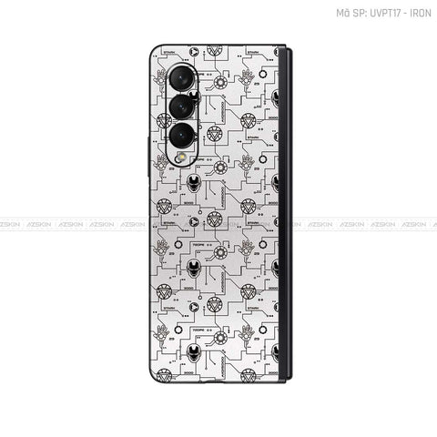 Dán Skin Galaxy Z Fold3 Vân IRON MAN Trắng | UVPT17