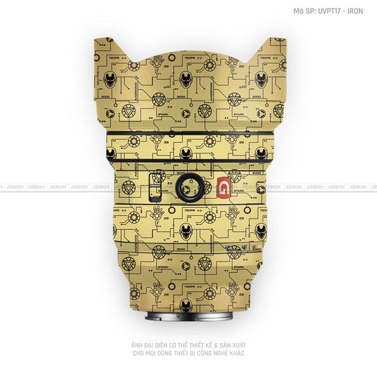 Dán Skin Ống Kính Sony Vân Nổi Pattern IRonman Vàng | UVPT17