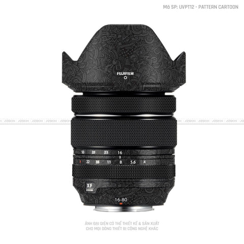 Dán Skin Ống Kính Fujifilm Vân Nổi Patern Cartoon Đen | UVPT12