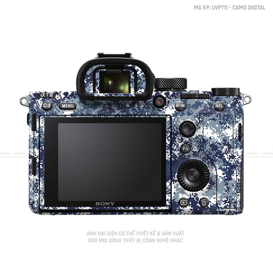 Dán Skin Máy Ảnh Sony Vân Camo Digital Xanh Trắng | UVPT11