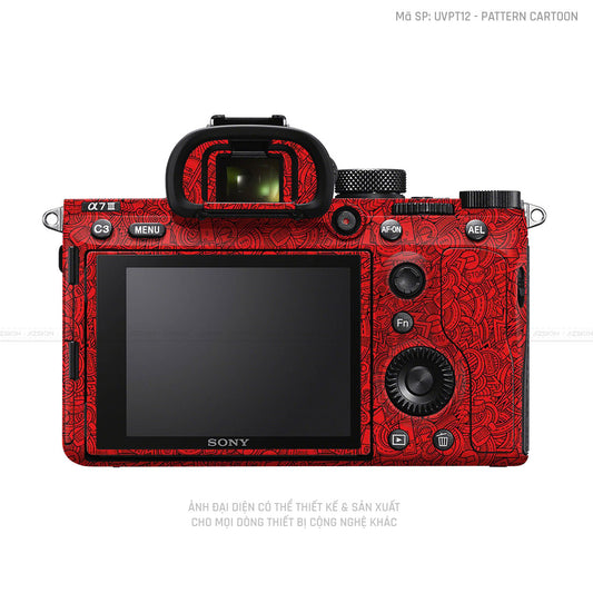 Dán Skin Máy Ảnh Sony Vân Pattern Cartoon Đỏ | UVPT12