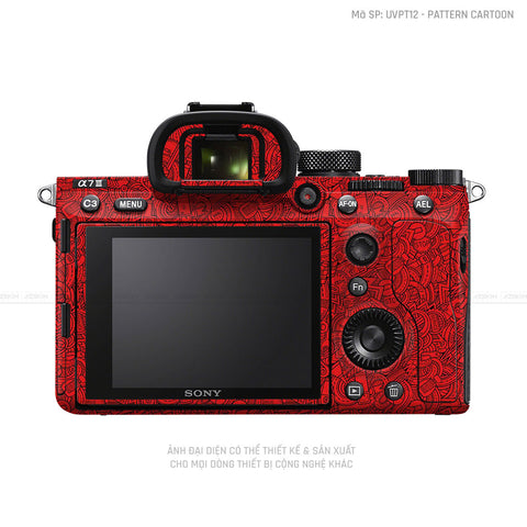 Dán Skin Máy Ảnh Sony Vân Pattern Cartoon Đỏ | UVPT12