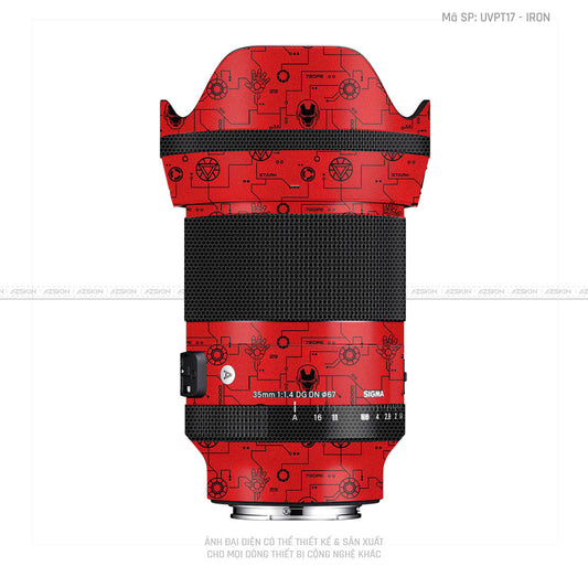 Dán Skin Ống Kính Sigma Vân Nổi Pattern Ironman Đỏ | UVPT17