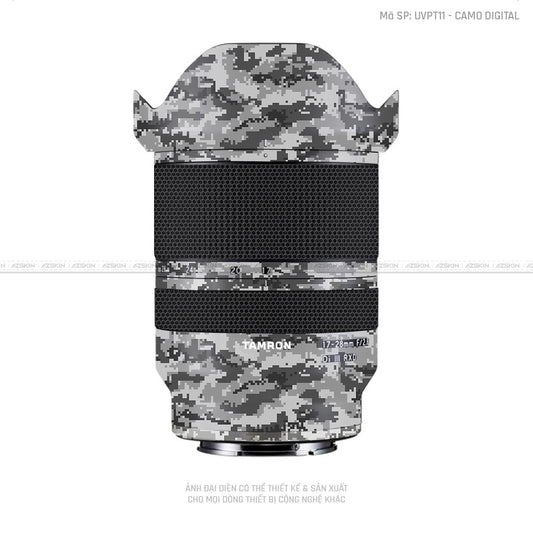 Dán Skin Ống Kính Tamron Vân Nổi Camo Digital Xám | UVPT11