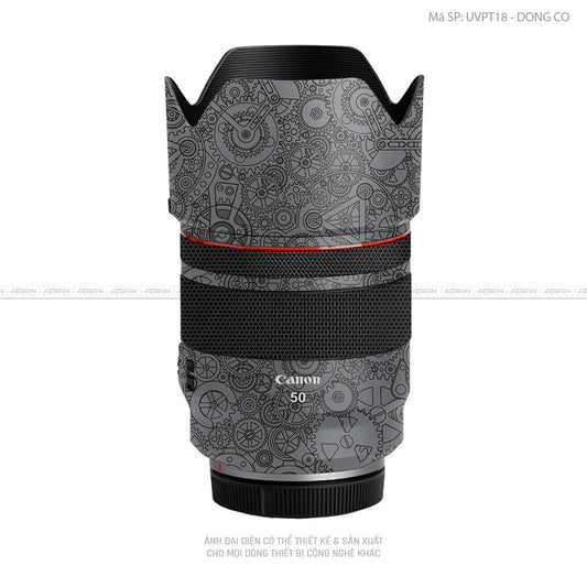 Dán Skin Ống Kính Canon Vân Nổi Động Cơ Xám | UVPT18