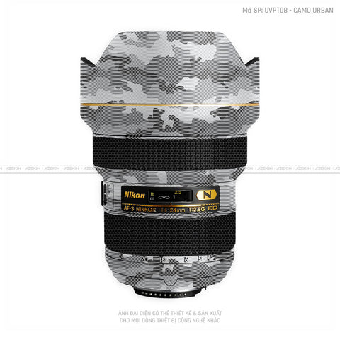 Dán Skin Ống Kính Nikon Vân Nổi Camo Urban Trắng | UVPT08