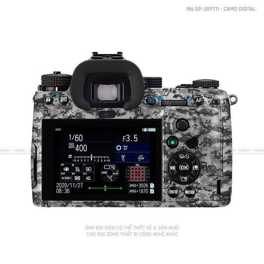 Dán Skin Máy Ảnh Pentax Vân Nổi Camo Digital Xám | UVPT11