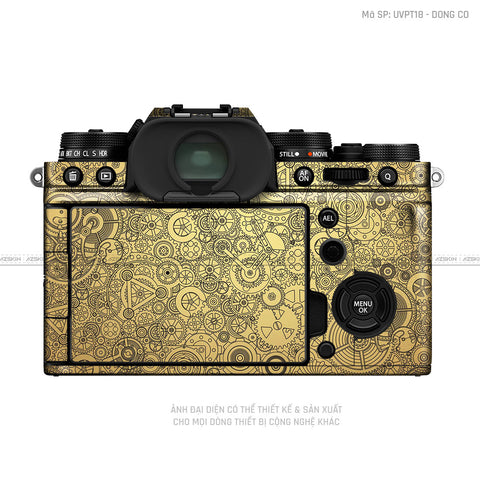 Dán Skin Máy Ảnh Fujifilm Vân Nổi Pattern Động Cơ Vàng Gold | UVPT18