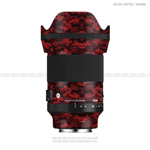 Dán Skin Ống Kính Sigma Vân Nổi Pattern Mamba Đỏ | UVPT05
