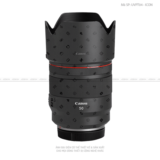 Dán Skin Ống Kính Canon Vân Nổi Pattern ICon Đen | UVPT04
