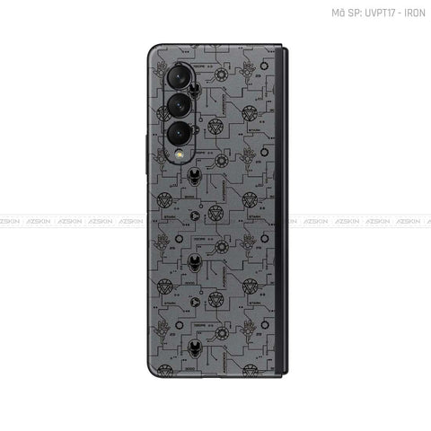 Dán Skin Galaxy Z Fold 6 Vân Nổi IRonman Đen Xám | UVPT17
