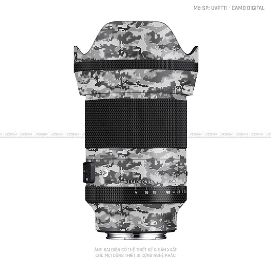 Dán Skin Ống Kính Sigma Vân Nổi Camo Digital Xám | UVPT11