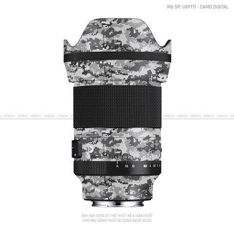 Dán Skin Ống Kính Sigma Vân Nổi Camo Digital Xám | UVPT11