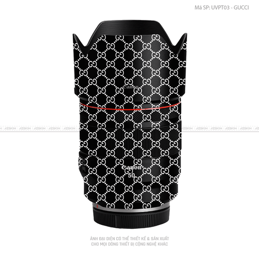 Dán Skin Ống Kính Canon Vân Nổi Pattern Gucci Đen Trắng | UVPT03