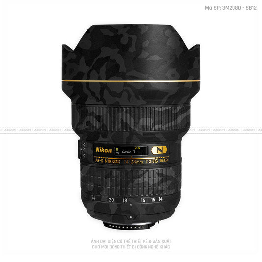Dán Skin Ống Kính Nikon Vân Nổi Camo Đen | SB12