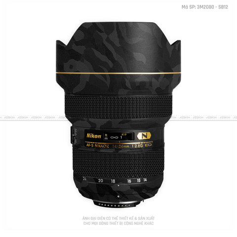 Dán Skin Ống Kính Nikon Vân Nổi Camo Đen | SB12