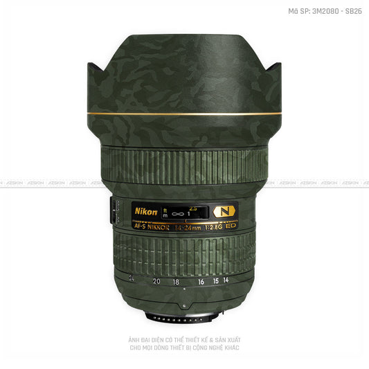 Dán Skin Ống Kính Nikon Vân Nổi Camo Xanh | SB26