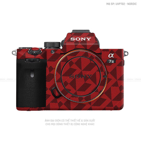 Dán Skin Máy Ảnh Sony Vân Nổi Nordic Đỏ | UVPT02
