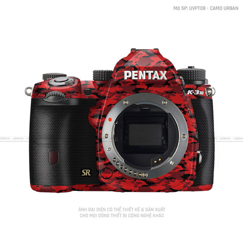 Dán Skin Máy Ảnh Pentax Vân Nổi Camo Urban Đỏ | UVPT08