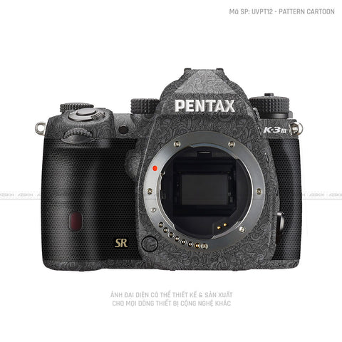 Dán Skin Máy Ảnh Pentax Vân Nổi Pattern Cartoon Xám | UVPT12
