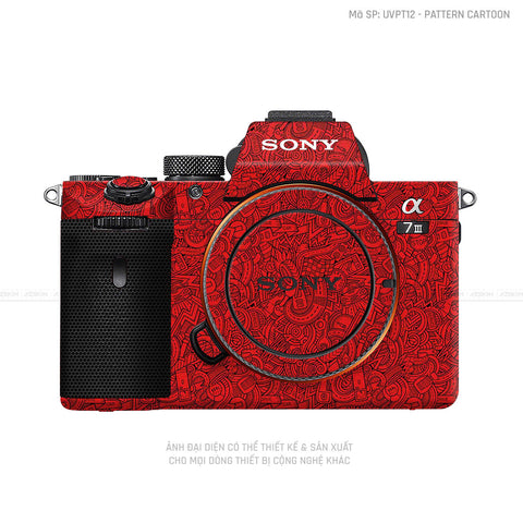 Dán Skin Máy Ảnh Sony Vân Pattern Cartoon Đỏ | UVPT12