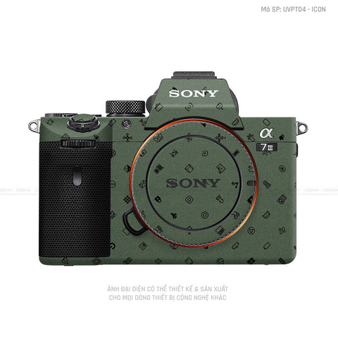 Dán Skin Máy Ảnh Sony Vân Icon Xanh| UVPT04