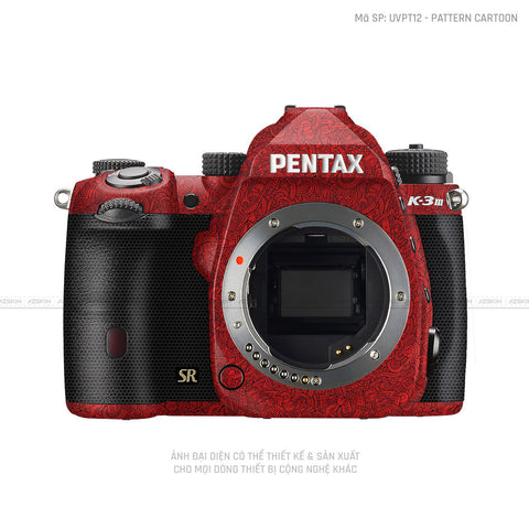 Dán Skin Máy Ảnh Pentax Vân Nổi Pattern Cartoon Đỏ | UVPT12