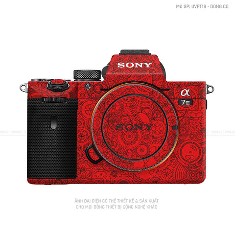 Dán Skin Máy Ảnh Sony Vân Động Cơ Đỏ | UVPT19