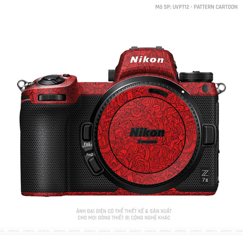 Dán Skin Máy Ảnh Nikon Vân Nổi Pattern Cartoon Đỏ | UVPT12