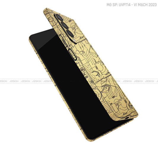 Dán Skin Galaxy Z Fold 6 Vân Nổi Vi Mạch 2023 Vàng | UVPT14