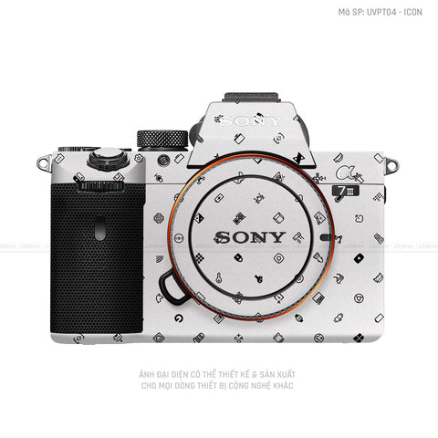 Dán Skin Máy Ảnh Sony Vân Icon Trắng | UVPT04