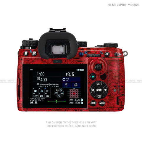 Dán Skin Máy Ảnh Pentax Vân Nổi Vi Mạch Đỏ | UVPT01 - VI MẠCH
