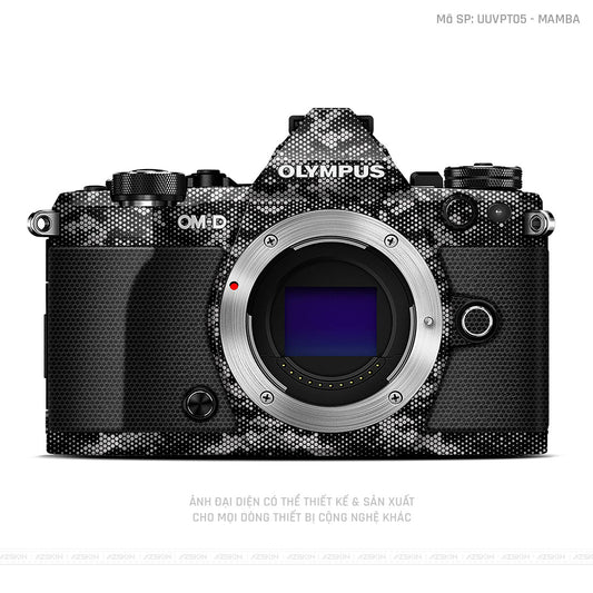 Dán Skin Máy Ảnh Olympus Vân Nổi Mamba Trắng Bạc | UVPT05