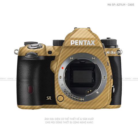 Dán Skin Máy Ảnh Pentax Vân Nổi Carbon Vàng  | AZFILM - CA05