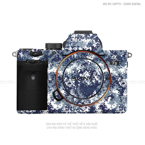 Dán Skin Máy Ảnh Sony Vân Camo Digital Xanh Trắng | UVPT11