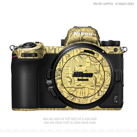 Dán Skin Máy Ảnh Nikon Vân Nổi Vi Mạch 2023 Vàng Đồng | UVPT14