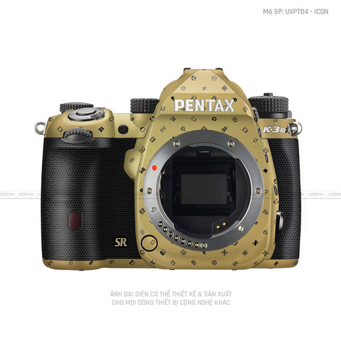 Dán Skin Máy Ảnh Pentax Vân Nổi Pattern Icon Vàng Gold | UVPT04