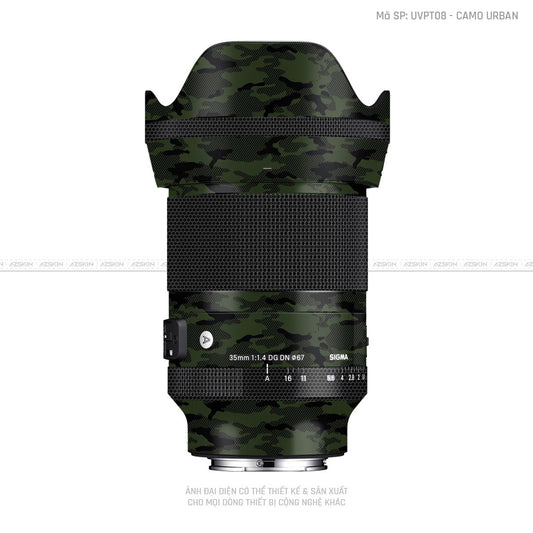 Dán Skin Ống Kính Sigma Vân Nổi Camo Urban Xanh | UVPT08