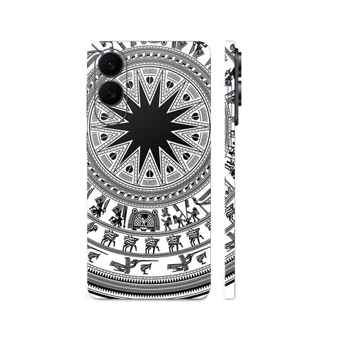 Dán Skin Samsung Galaxy S25 Series Hình Trống Đồng 02 Đen Trắng