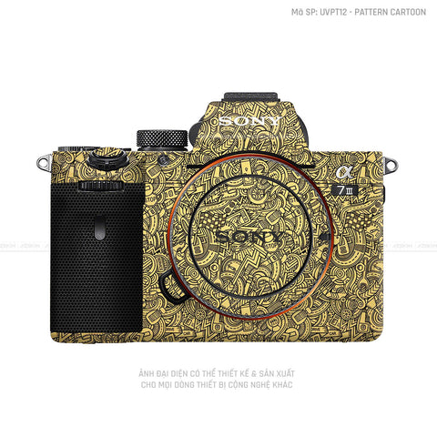 Dán Skin Máy Ảnh Sony Vân Pattern Cartoon Vàng Đồng | UVPT12