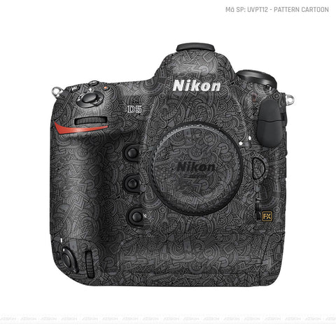 Dán Skin Máy Ảnh Nikon Vân Nổi Pattern Cartoon Xám | UVPT12