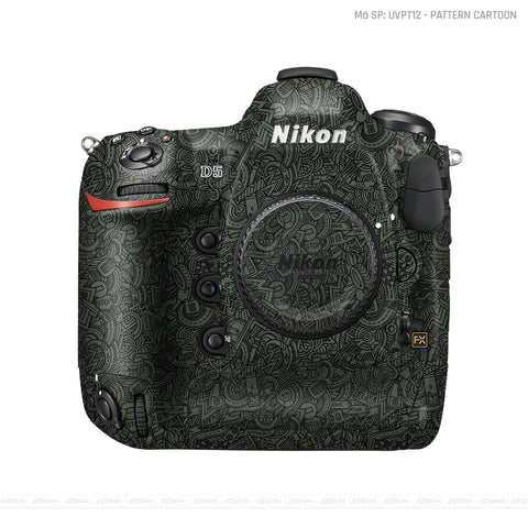 Dán Skin Máy Ảnh Nikon Vân Nổi Pattern Cartoon Xanh | UVPT12