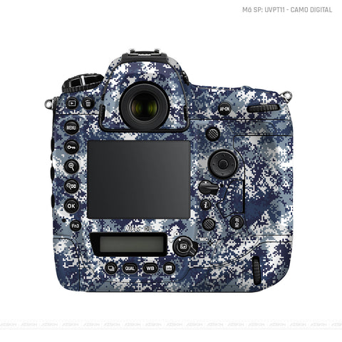 Dán Skin Máy Ảnh Nikon Vân Nổi Camo Digital  Xanh Trắng | UVPT11